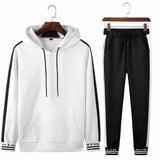 Spring Autumn Sportswear Fitness Tracksuit Men Hoodies Black And White Sets Casual Mens Clothing 2 PC Sweatshirt+SweatPants