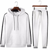 Spring Autumn Sportswear Fitness Tracksuit Men Hoodies Black And White Sets Casual Mens Clothing 2 PC Sweatshirt+SweatPants