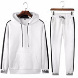 Spring Autumn Sportswear Fitness Tracksuit Men Hoodies Black And White Sets Casual Mens Clothing 2 PC Sweatshirt+SweatPants