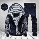 Winter Tracksuit Men Set Thick Fleece Sweatshirt Mens Sweat Track Suit Cotton Full Sportwear Warm Sports Suits Male Hoodie Set