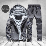 Winter Tracksuit Men Set Thick Fleece Sweatshirt Mens Sweat Track Suit Cotton Full Sportwear Warm Sports Suits Male Hoodie Set