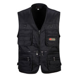 Male Vest Men Fashion Cotton Sleeveless Jackets Black Casual Fishing Vests with Many Pockets Unloading Waistcoat