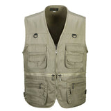 Male Vest Men Fashion Cotton Sleeveless Jackets Black Casual Fishing Vests with Many Pockets Unloading Waistcoat