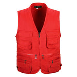 Male Vest Men Fashion Cotton Sleeveless Jackets Black Casual Fishing Vests with Many Pockets Unloading Waistcoat