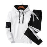 2019 Men Sets New Casual Solid Patchwork Male Hooded Tracksuits Spring Summer Men's Sportswear Hoodies+Pants 2PCS Sporting Suits